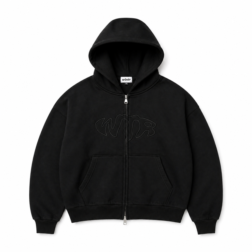WTR 500gsm Heavyweight Zip Hoodie - Black