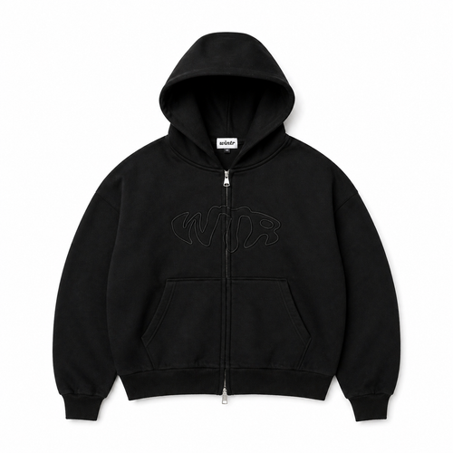 WTR 500gsm Heavyweight Zip Hoodie - Black
